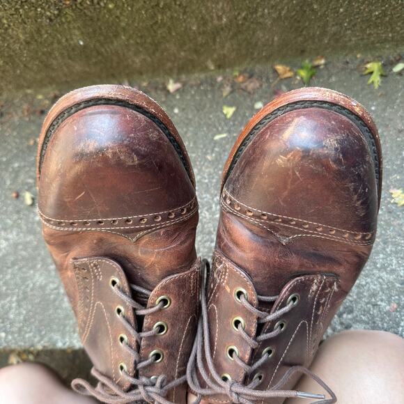 Frye Johnny Brown Wingtip Lace Up Men's Leather Shoes sz 10 - Picture 8 of 14